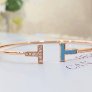 18k gold diamond double T bracelet