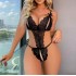European and American Style Gathered Sexy Lingerie Sleepwear Hollow Out Backless Bodysuit Adult Sexy Temptation Uniform Set